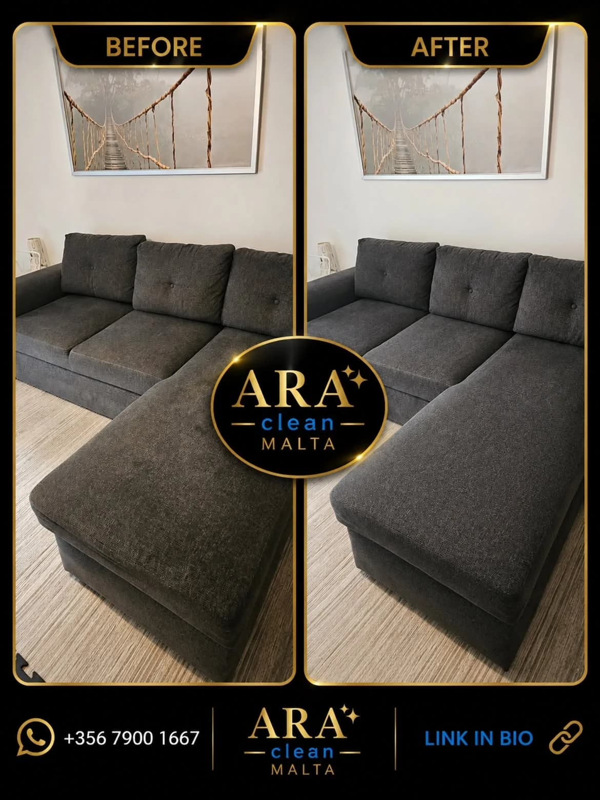 Freshly cleaned upholstered furniture in Malta